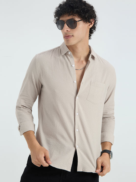 Glacier Grey Seersucker Shirt