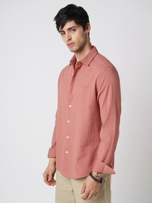 Timeless Coral Seersucker Shirt