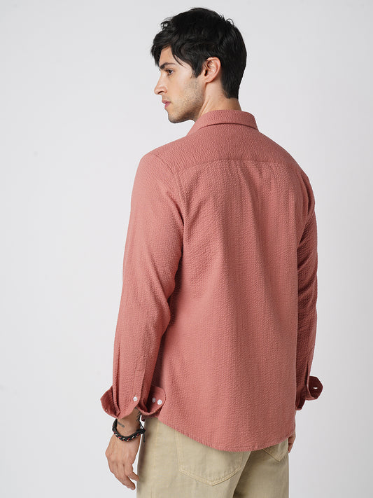 Timeless Coral Seersucker Shirt