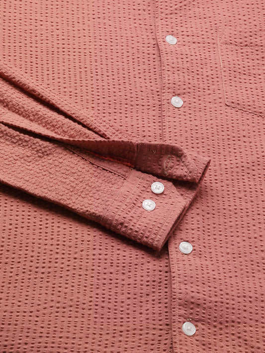 Timeless Coral Seersucker Shirt