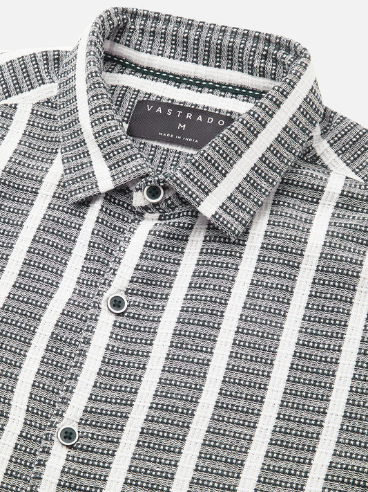 Navy & White Dobby Striped Shirt