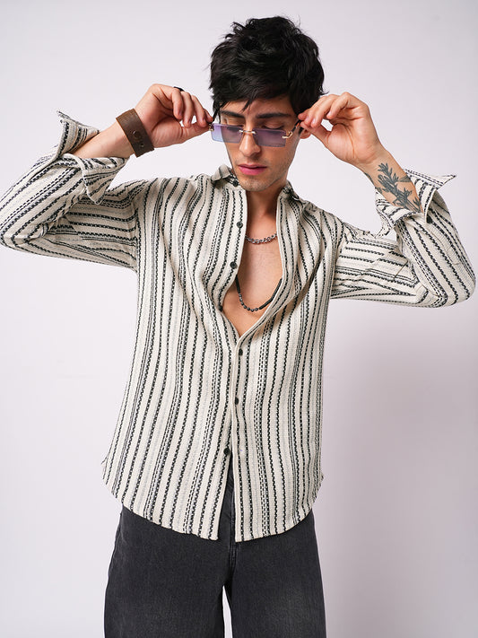 Off-White & Black Balanced Striped Shirt
