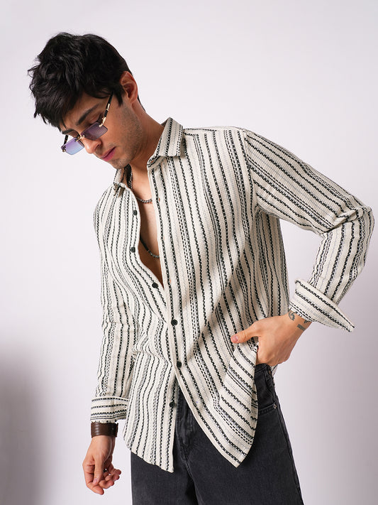 Off-White & Black Balanced Striped Shirt