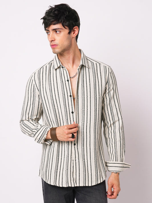 Off-White & Black Balanced Striped Shirt