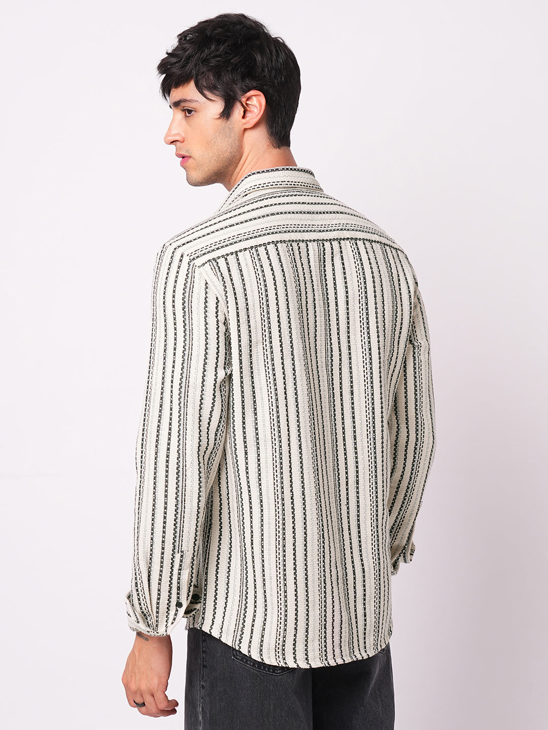 Off-White & Black Balanced Striped Shirt