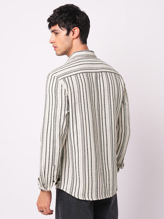 Off-White & Black Balanced Striped Shirt