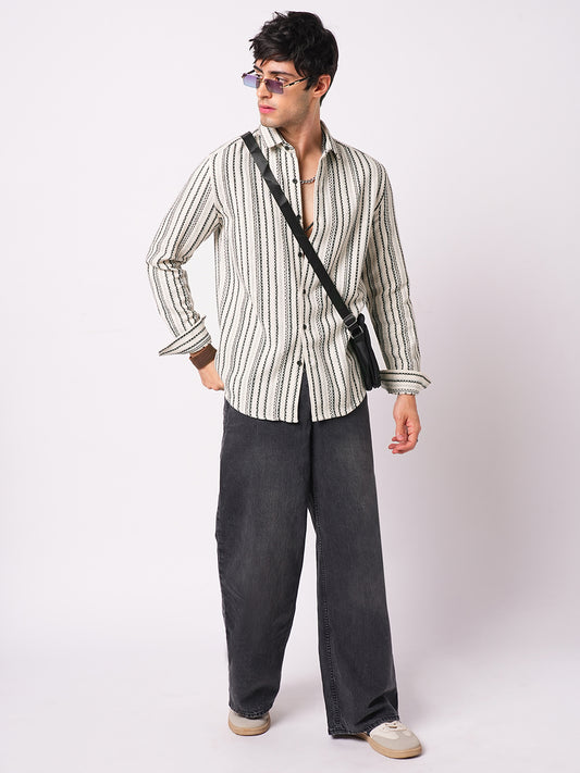 Off-White & Black Balanced Striped Shirt