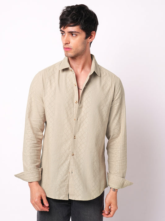 Bisque Beige Embroidered Shirt
