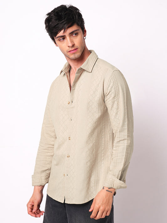 Bisque Beige Embroidered Shirt