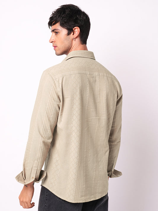 Bisque Beige Embroidered Shirt