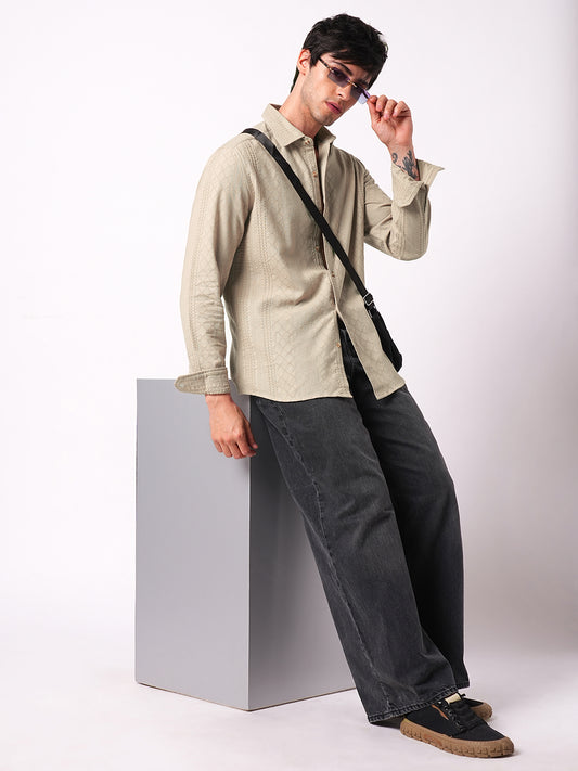 Bisque Beige Embroidered Shirt
