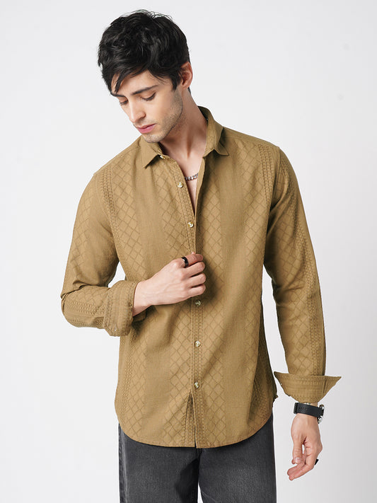 Russet Brown Embroidered Shirt