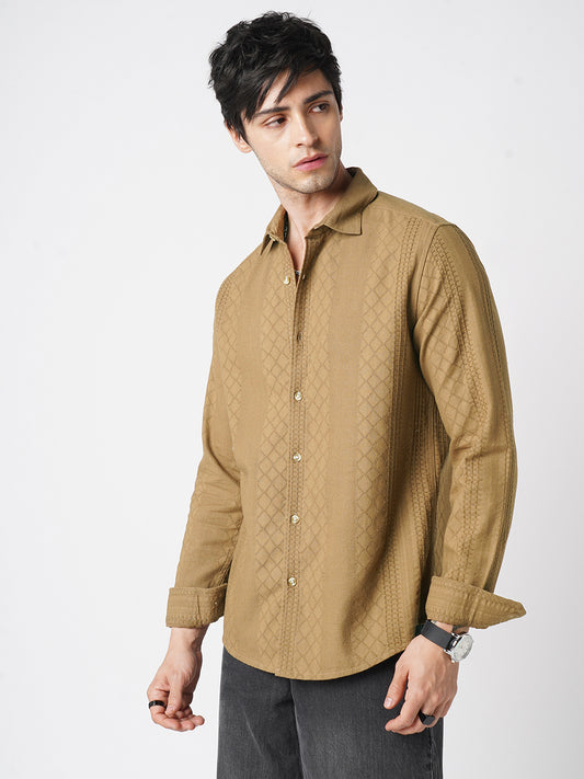 Russet Brown Embroidered Shirt