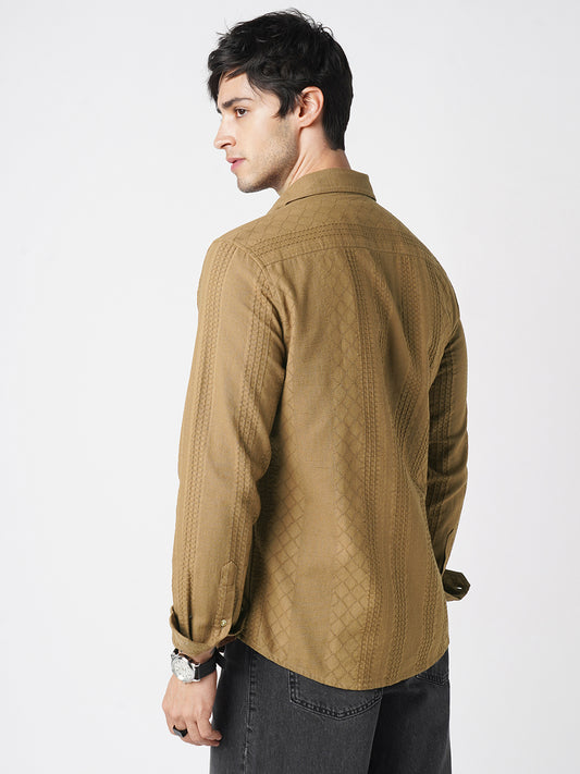 Russet Brown Embroidered Shirt