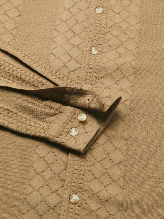 Russet Brown Embroidered Shirt