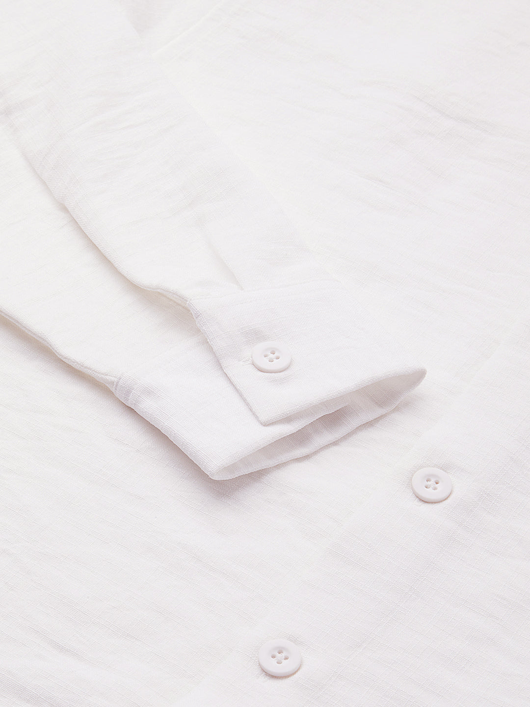 Snow White Crinkled Side-Slit Oversized Crop Shirt