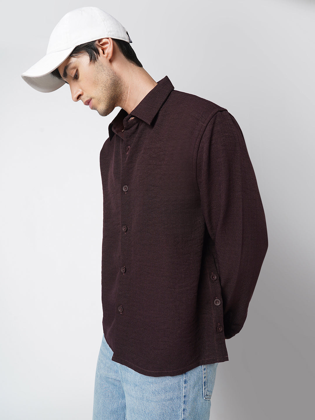 Hickory Brown Textured Oversized Shirt