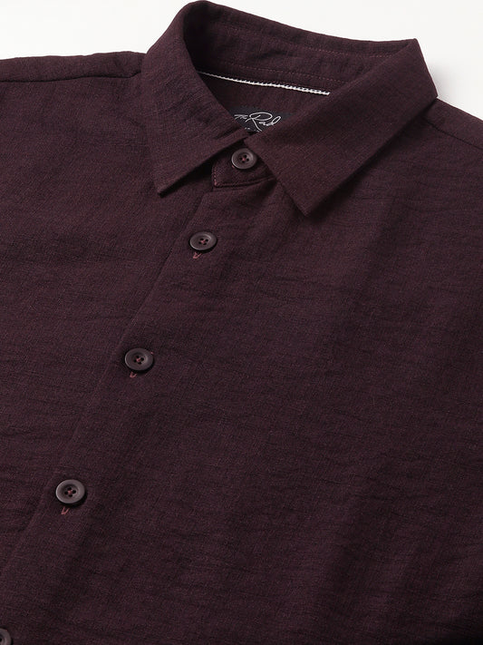 Hickory Brown Textured Oversized Shirt