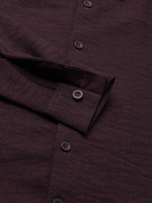 Hickory Brown Textured Oversized Shirt