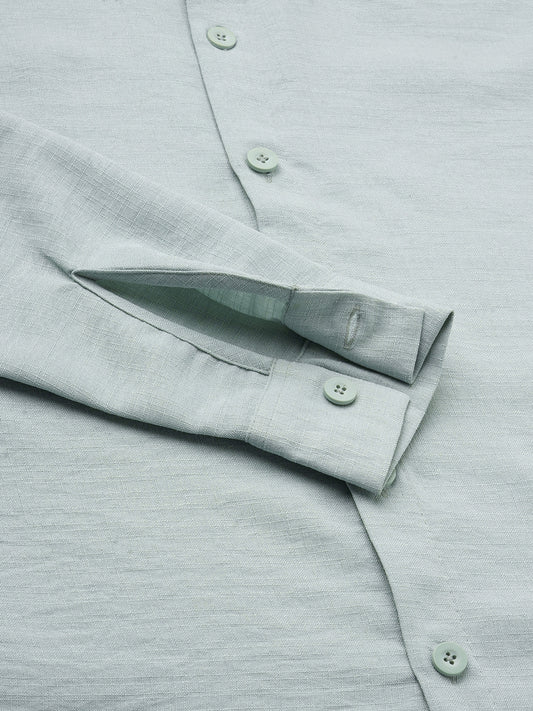 Pastel Green Slub Textured Oversized Shirt