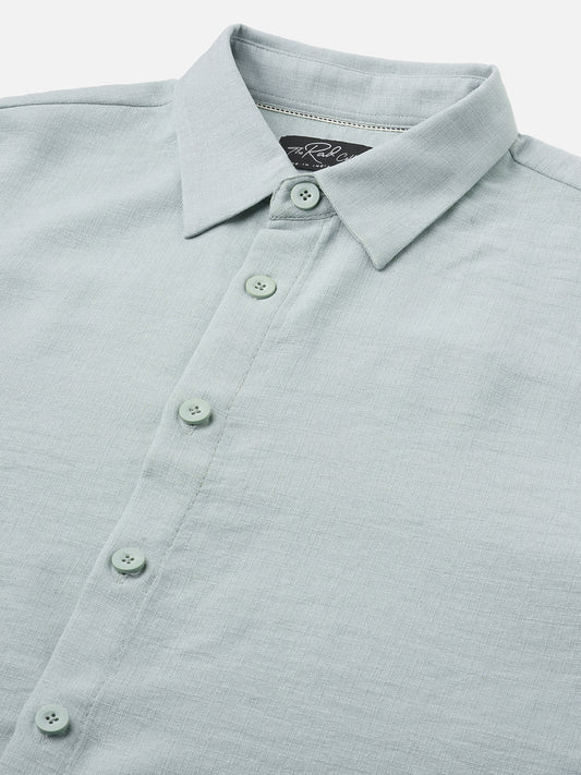 Pastel Green Slub Textured Oversized Shirt