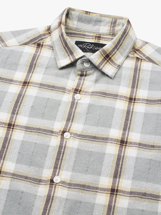Multicolour Ember Plaid Checks Textured Shirt