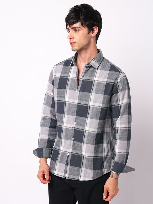 Sumptuous Grey Box Checks Shirt