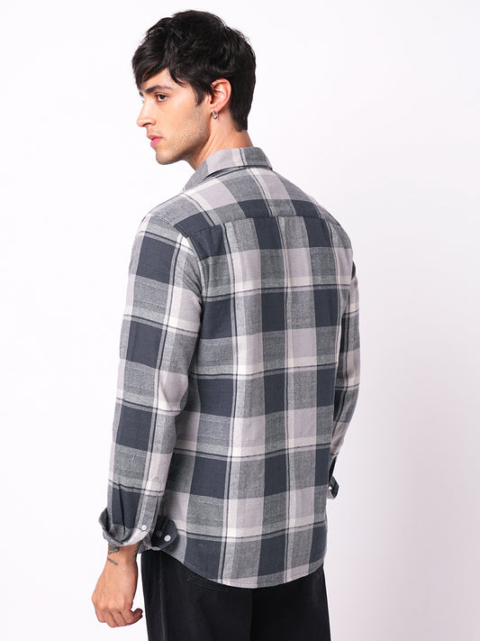 Sumptuous Grey Box Checks Shirt