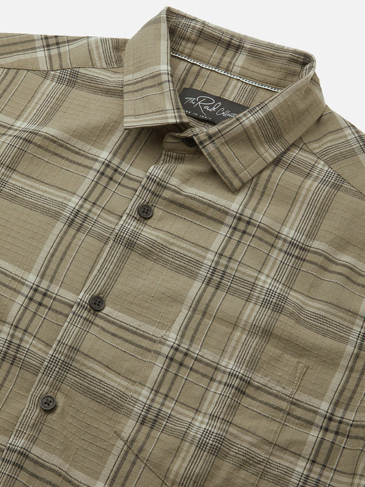 Premium Cotton Spiffy Olive & Black Tartan Checks Shirt