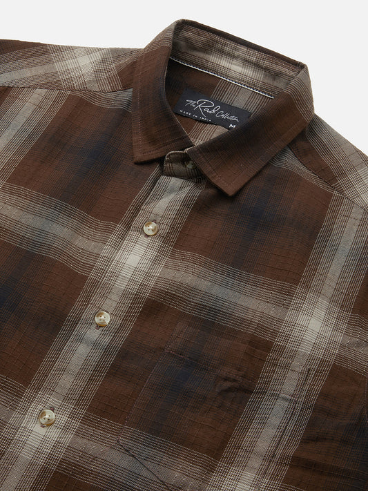 Spiffy Brunette Plaid Checkered Textured Shirt