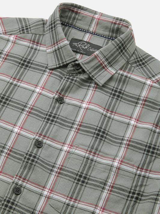 Premium Cotton Warm Grey Tartan Checks Shirt