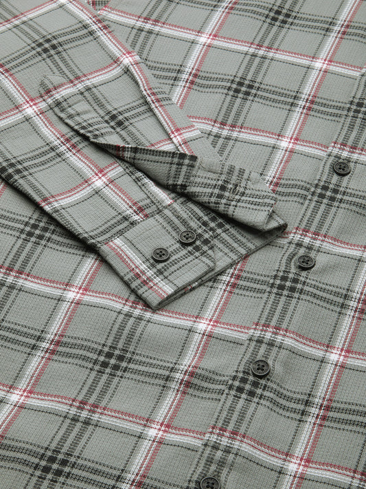 Premium Cotton Warm Grey Tartan Checks Shirt