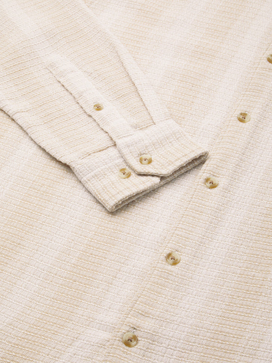 Beige Sun Bleach Woven Stripe Shirt