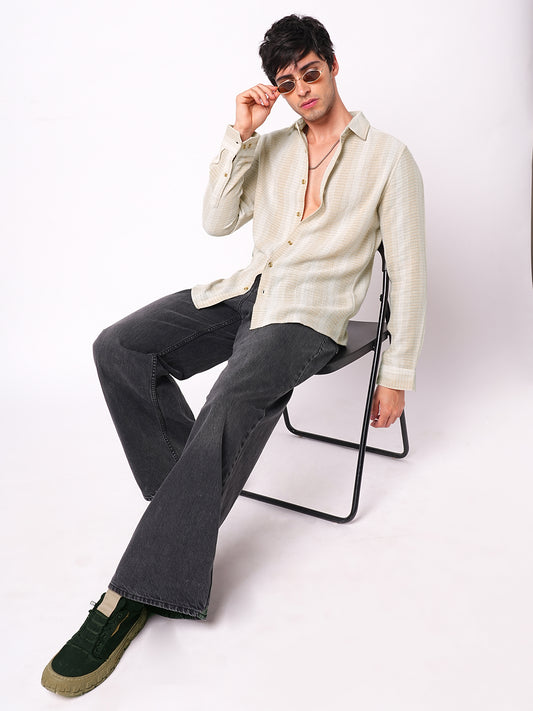 Beige Sun Bleach Woven Stripe Shirt