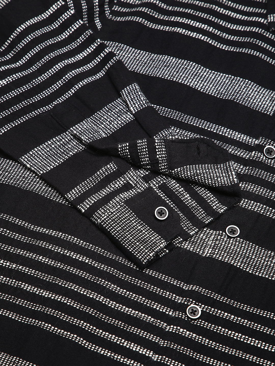 Premium Cotton Black & White Jacquard Striped Shirt