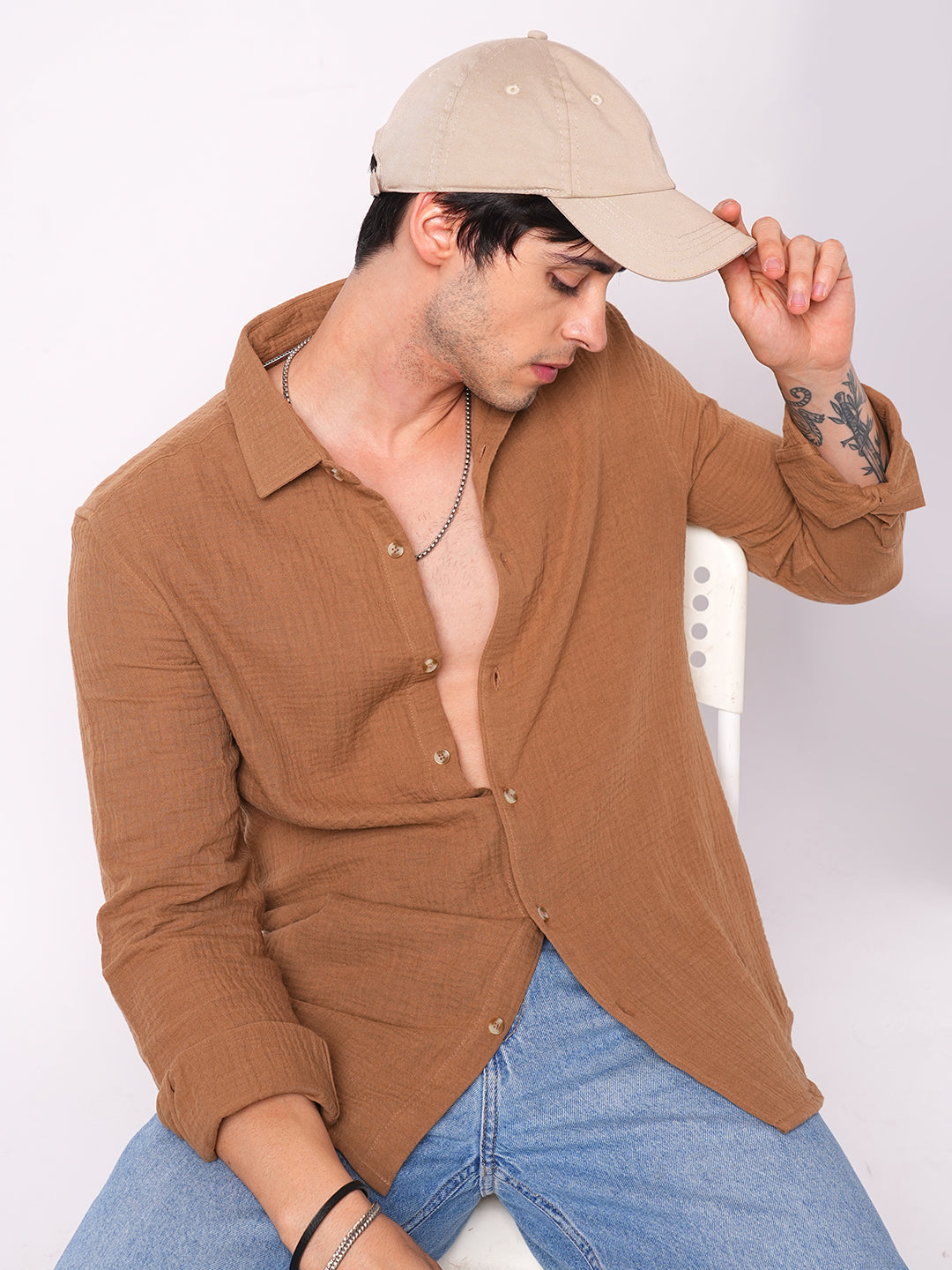 Sepia Brown Double Cloth Shirt