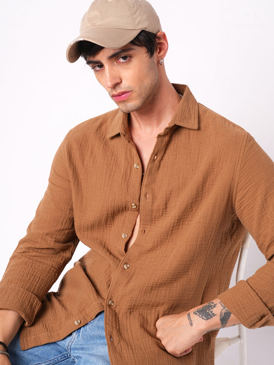Sepia Brown Double Cloth Shirt