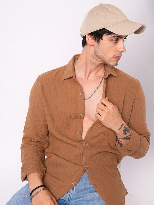 Sepia Brown Double Cloth Shirt