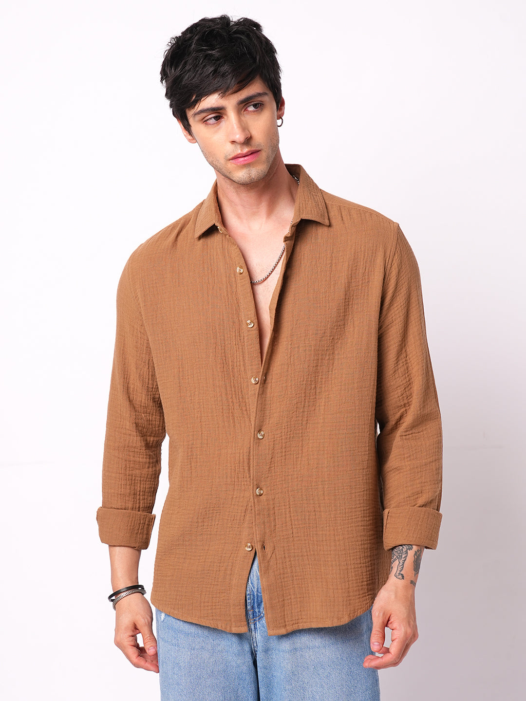 Sepia Brown Double Cloth Shirt