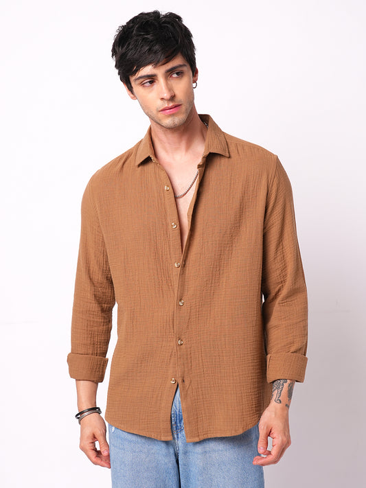 Sepia Brown Double Cloth Shirt
