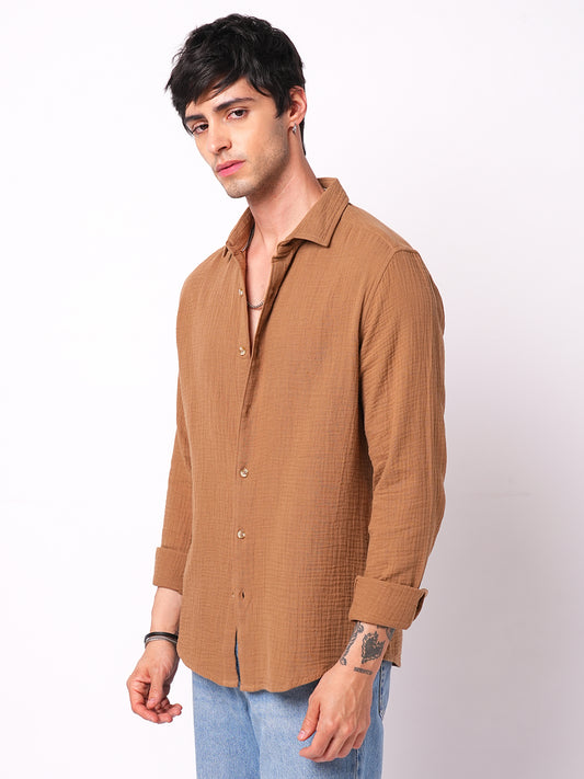 Sepia Brown Double Cloth Shirt