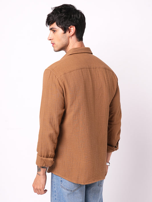 Sepia Brown Double Cloth Shirt
