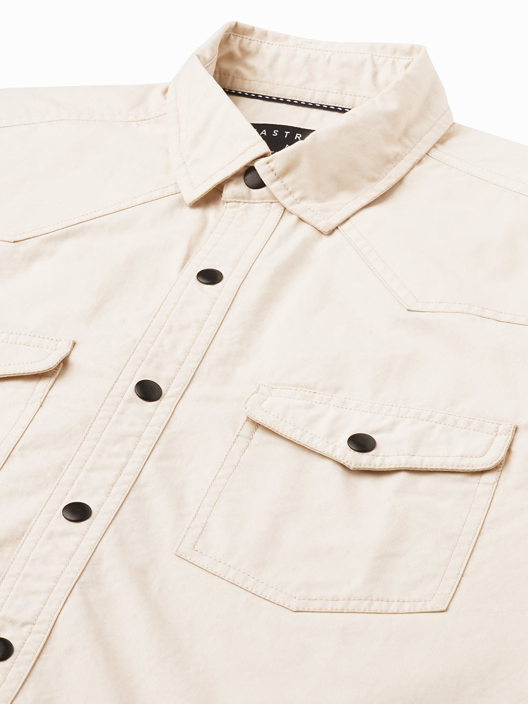 Elegant Beige Double Pocket Overshirt
