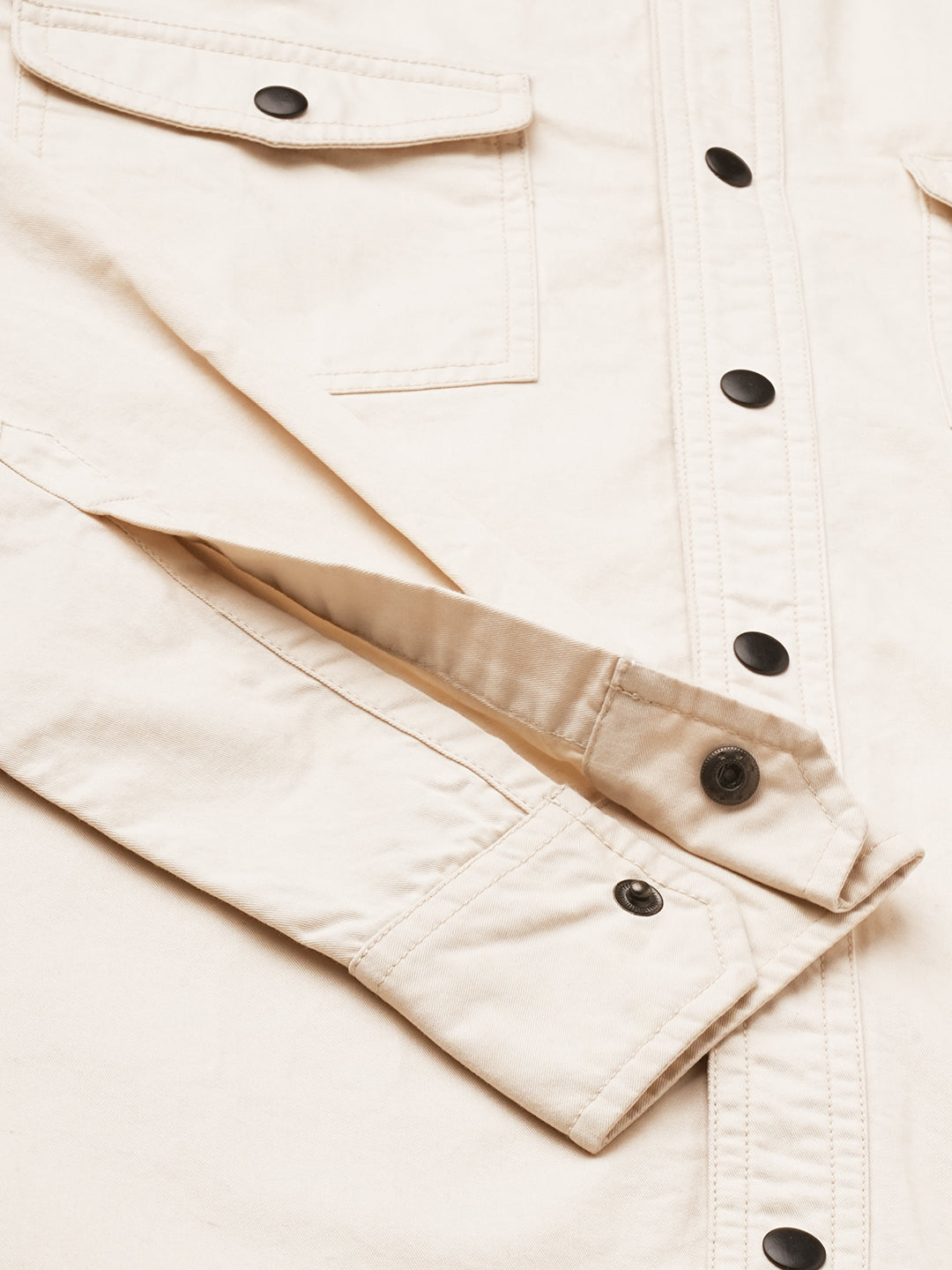Elegant Beige Double Pocket Overshirt