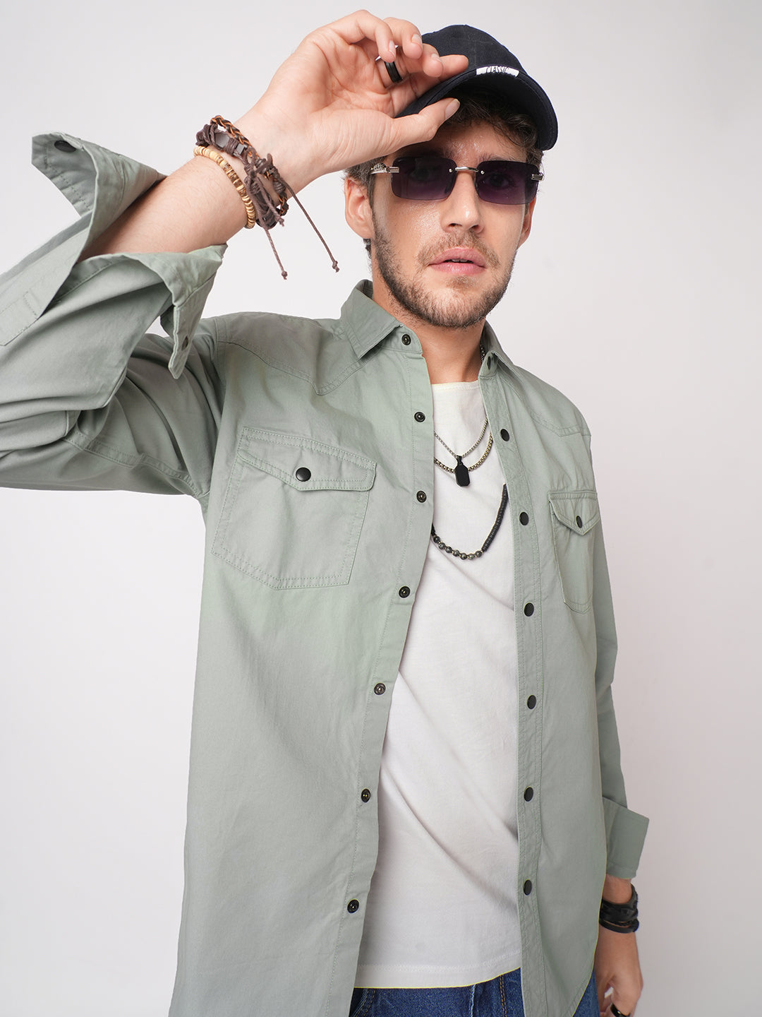 Trout Grey Canvas Double Pocket Overshirt