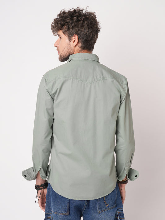 Trout Grey Canvas Double Pocket Overshirt