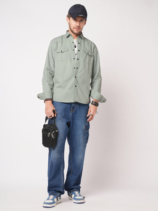 Trout Grey Canvas Double Pocket Overshirt