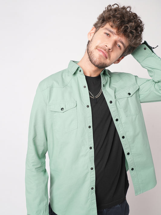 Sea Breeze Hue Double Pocket Overshirt