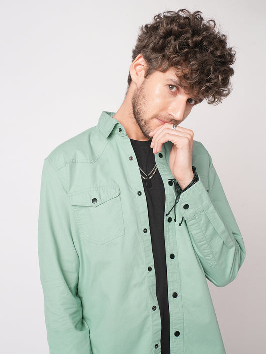 Sea Breeze Hue Double Pocket Overshirt