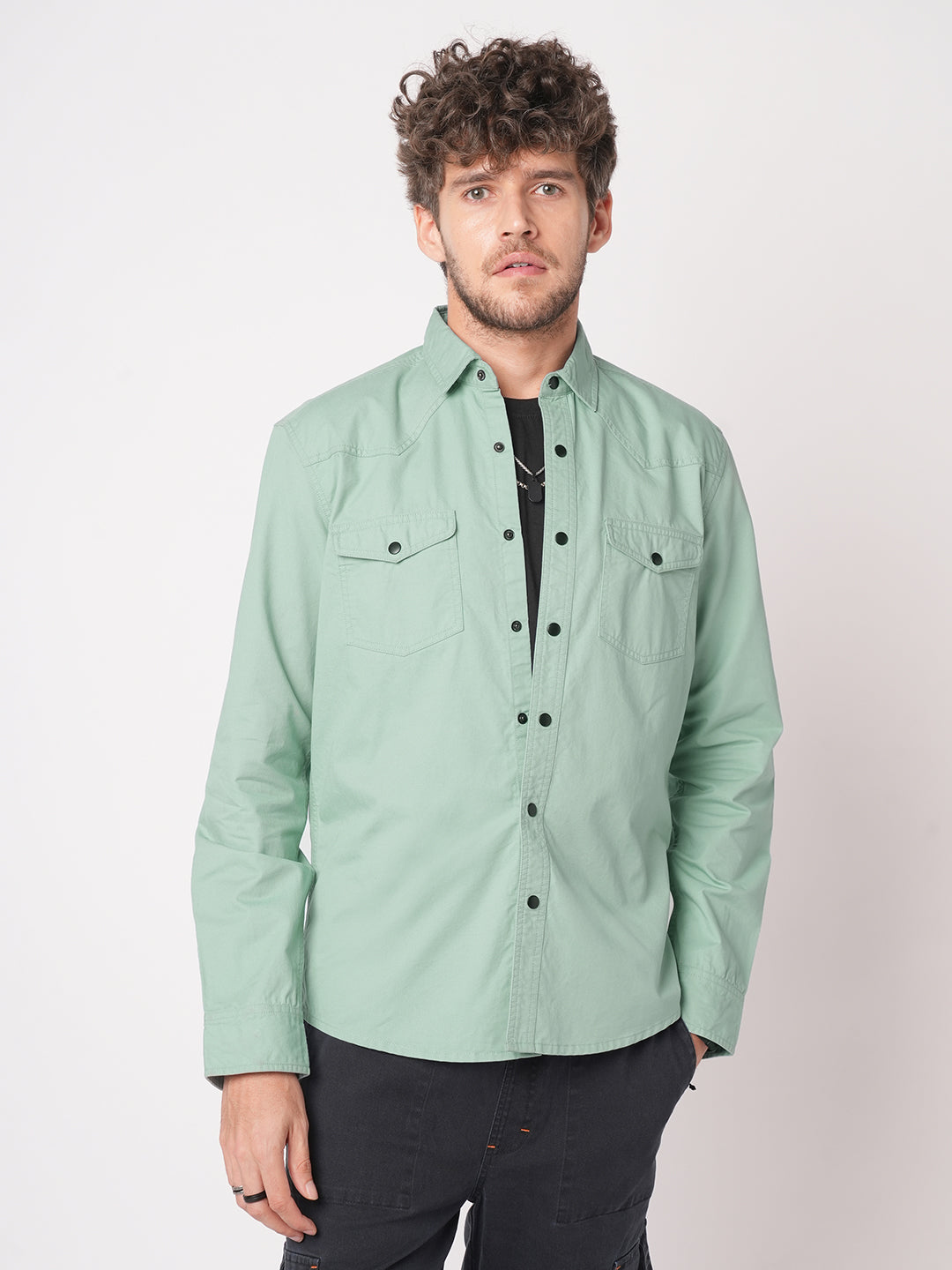 Sea Breeze Hue Double Pocket Overshirt